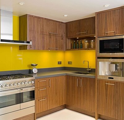 Kính ốp bếp màu cam